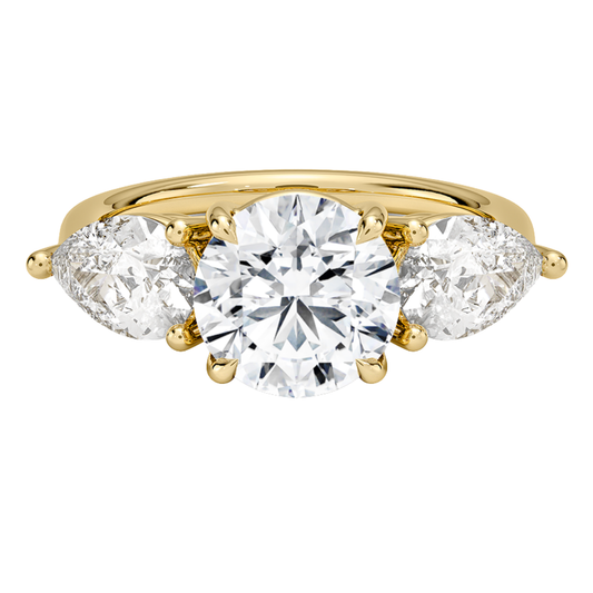 1 To 5 Ct Luxe Opera Three Stone Round Cut Lab Grown Diamond Engagement Ring in 10K/14K/18K Gold | PoojaDiamond | IGI Certified Lab Diamond