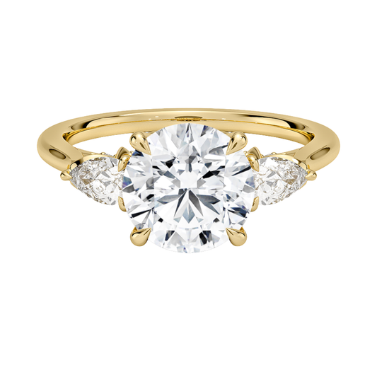 1 TO 5 Ct Petal Pear Round Three Stone Lab-Grown Diamond Ring in 10K/14K/18K Gold | Pooja Diamond | IGI Certified Lab Diamond