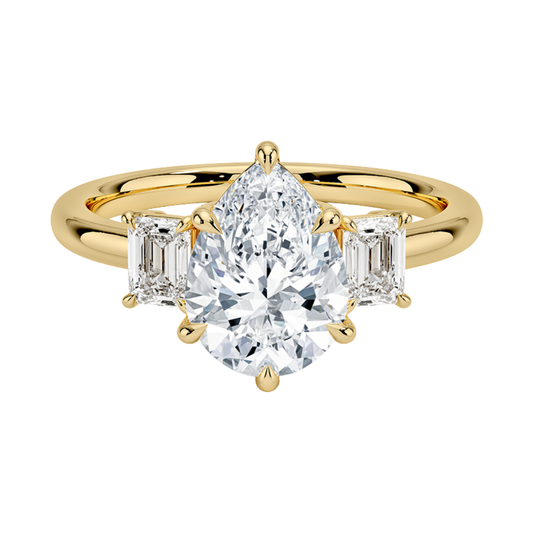 1 TO 5 Ct Rhiannon Pear Cut Three Stone Lab-Grown Diamond Ring in 10K/14K/18K Gold | Pooja Diamond | IGI Certified Lab Diamond