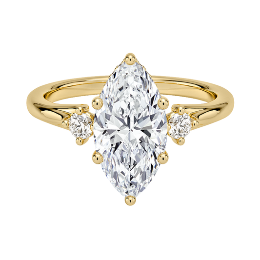 1 TO 5 CT Floating Three Stone Marquise Cut Lab Grown Diamond Engagement Ring in 10K/14K/18K Gold | Pooja Diamond | IGI Certified Lab Diamond