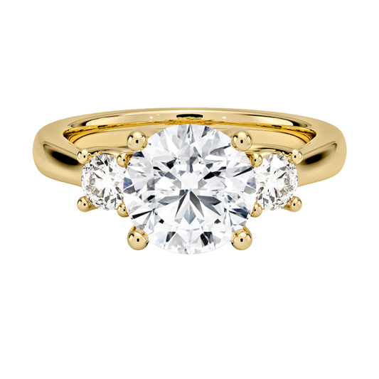 1 TO 5 Ct Petite Trellis Three Stone Round Cut Lab-Grown Diamond Ring in 10K/14K/18K Gold | Pooja Diamond | IGI Certified Lab Diamond