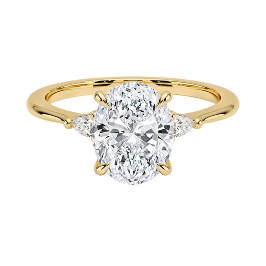 1 To 5 CT Aria Oval Cut Three Stone Lab Grown Diamond Ring in 10K/14K/18K Gold | Pooja Diamond | IGI Certified Lab Diamond