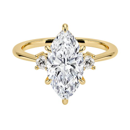 1 TO 5 CT Petite Selene Marquise Cut Three Stone Lab-Grown Diamond Ring in 10K/14K/18K Gold | Pooja Diamond | IGI Certified Lab Diamond