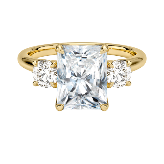 1 TO 5 CT Elodie Radiant Cut Lab Grown Diamond Three Stone Engagement Ring in 10K / 14K / 18K Gold | Pooja Diamond | IGI Certified Lab Diamond