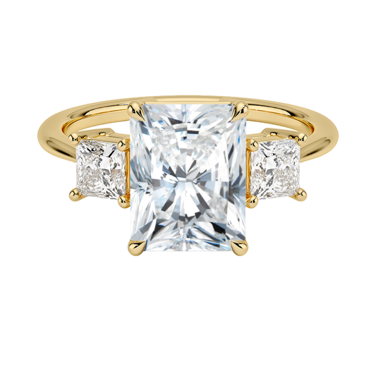 1 To 5 Ct Luxe Radiant & Princess Three Stone Lab-Grown Diamond Ring in 10K/14K/18K Gold | Pooja Diamond | IGI Certified Lab Diamond