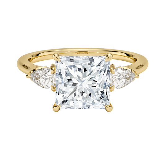 1 TO 5 Ct Petal Pear Princess Three Stone Lab-Grown Diamond Ring in 10K/14K/18K Gold | Pooja Diamond | IGI Certified Lab Diamond