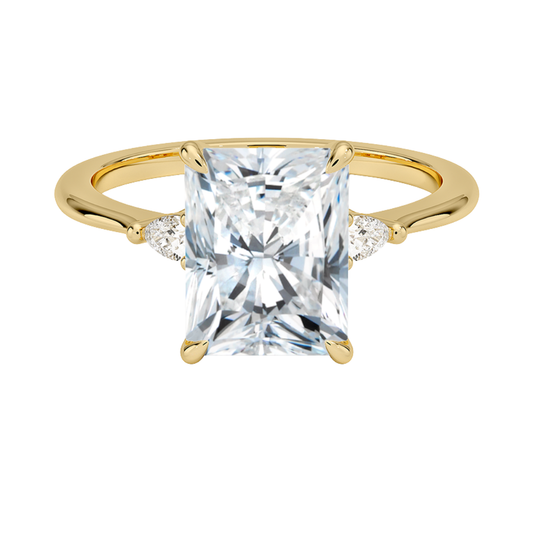 1 To 5 CT Aria Radiant Cut Three Stone Lab Grown Diamond Ring in 10K/14K/18K Gold | Pooja Diamond | IGI Certified Lab Diamond