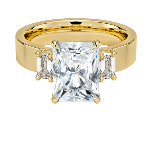1 To 5 Ct Peyton Radiant Cut Lab Grown Diamond Three Stone Engagement Ring in 10K / 14K / 18K Gold | Pooja Diamond | IGI Certified Lab Diamond