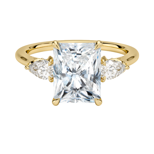 1 TO 5 Ct Petal Pear Radiant Three Stone Lab-Grown Diamond Ring in 10K/14K/18K Gold | Pooja Diamond | IGI Certified Lab Diamond