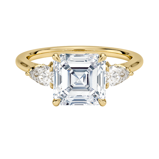 1 TO 5 Ct Petal Pear Asscher Three Stone Lab-Grown Diamond Ring in 10K/14K/18K Gold | Pooja Diamond | IGI Certified Lab Diamond