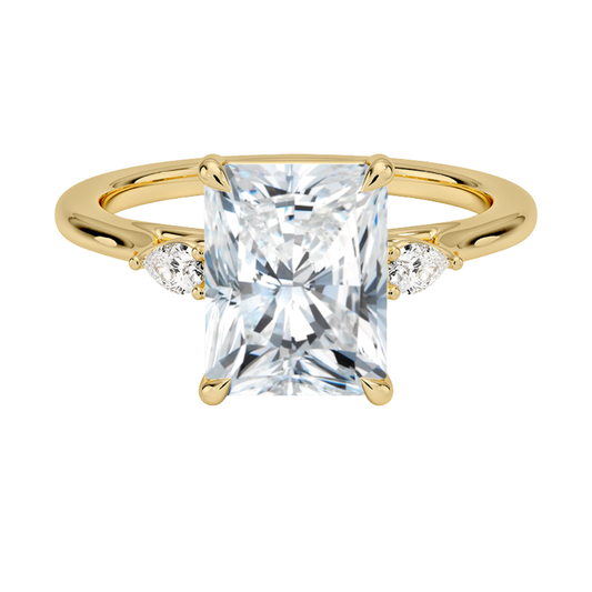 1 TO 5 Ct Aria Perfect Fit Radiant Cut Three Stone Lab Grown Diamond Ring in 10K/14K/18K Gold | Pooja Diamond | IGI Certified Lab Diamond