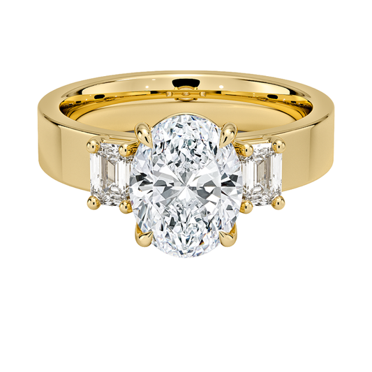 1 To 5 Ct Peyton Oval Cut Lab Grown Diamond Three Stone Engagement Ring in 10K / 14K / 18K Gold | Pooja Diamond | IGI Certified Lab Diamond