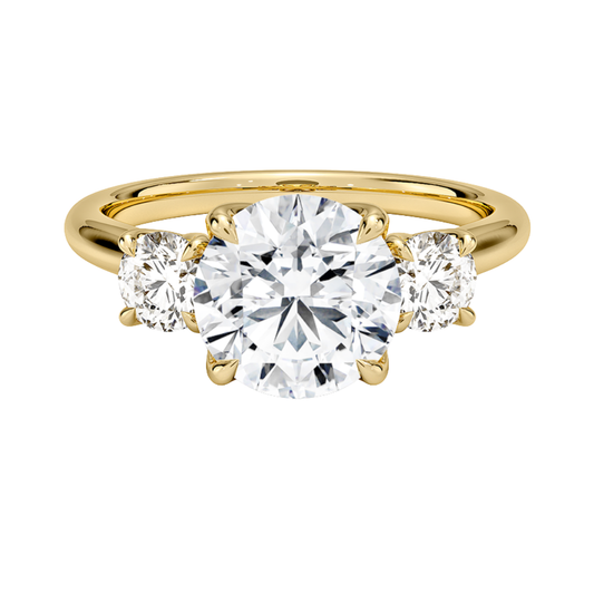 1 TO 5 CT Elodie Round Cut Lab Grown Diamond Three Stone Engagement Ring in 10K / 14K / 18K Gold | Pooja Diamond | IGI Certified Lab Diamond