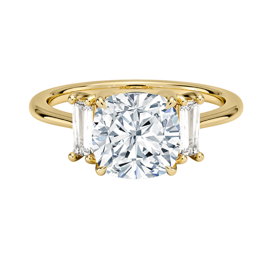 1 TO 5 Ct Vertical Baguette Three Stone Cushion Cut Lab-Grown Diamond Ring in 10K/14K/18K Gold | Pooja Diamond | IGI Certified Lab Diamond