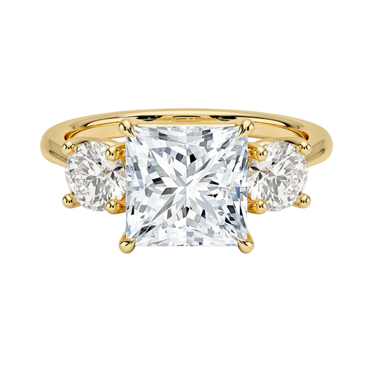 1 To 5 Ct Luxe Selene Three Stone Princess Cut Lab Grown Diamond Engagement Ring in 10K/14K/18K Gold | Pooja Diamond | IGI Certified Lab Diamond