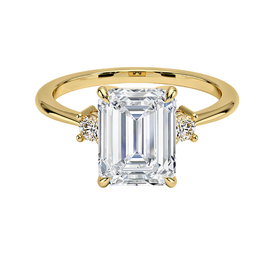 1 TO 5 CT Petite Selene Emerald Cut Three Stone Lab-Grown Diamond Ring in 10K/14K/18K Gold | Pooja Diamond | IGI Certified Lab Diamond