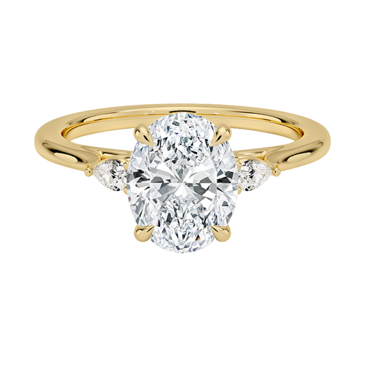 1 TO 5 Ct Aria Perfect Fit Oval Cut Three Stone Lab Grown Diamond Ring in 10K/14K/18K Gold | Pooja Diamond | IGI Certified Lab Diamond