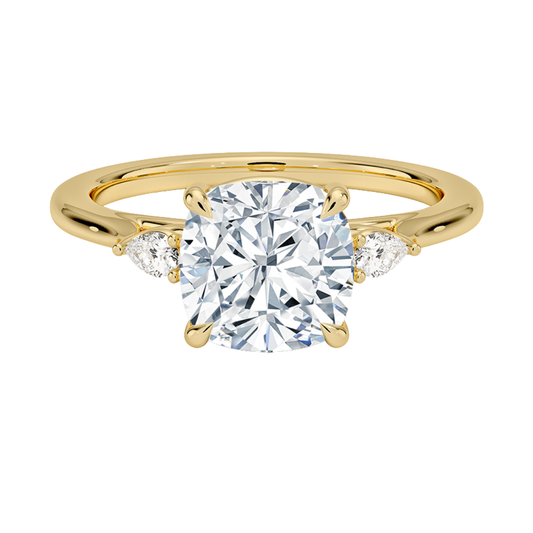 1 TO 5 Ct Aria Perfect Fit Cushion Cut Three Stone Lab Grown Diamond Ring in 10K/14K/18K Gold | Pooja Diamond | IGI Certified Lab Diamond