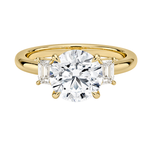 1 To 5 Ct Petite Rhiannon Round Cut Three Stone Lab-Grown Diamond Ring in 10K/14K/18K Gold | Pooja Diamond | IGI Certified Lab Diamond