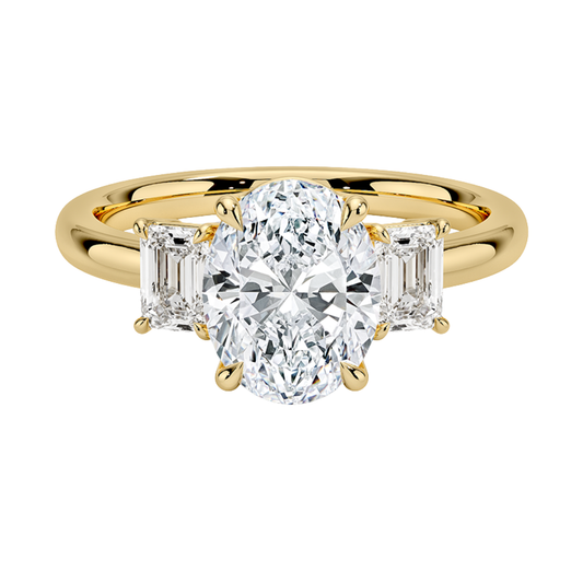 1 TO 5 Ct Rhiannon Oval Cut Three Stone Lab-Grown Diamond Ring in 10K/14K/18K Gold | Pooja Diamond | IGI Certified Lab Diamond