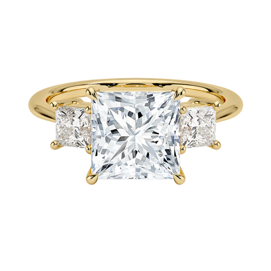 1 To 5 Ct Luxe Princess Three Stone Lab-Grown Diamond Ring in 10K/14K/18K Gold | Pooja Diamond | IGI Certified Lab Diamond