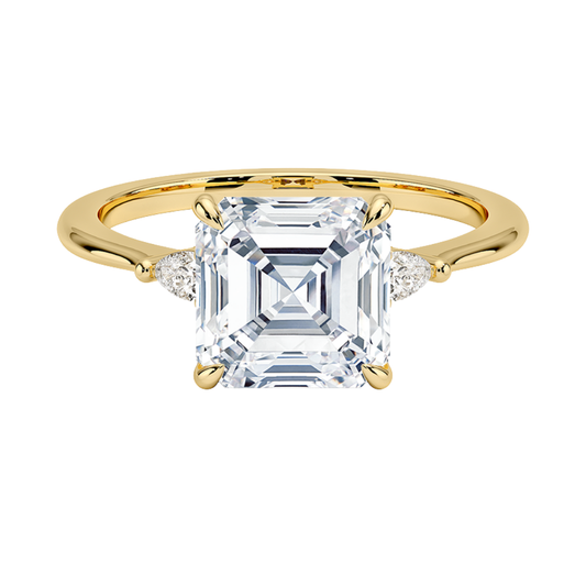 1 To 5 CT Aria Asscher Cut Three Stone Lab Grown Diamond Ring in 10K/14K/18K Gold | Pooja Diamond | IGI Certified Lab Diamond