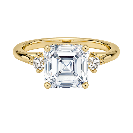 1 TO 5 CT Floating Three Stone Asscher Cut Lab Grown Diamond Engagement Ring in 10K/14K/18K Gold | Pooja Diamond | IGI Certified Lab Diamond