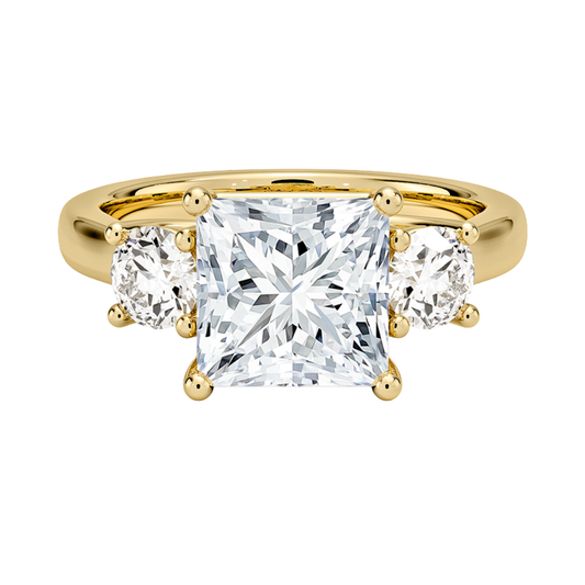 1 TO 5 Ct Petite Trellis Three Stone Princess Cut Lab-Grown Diamond Ring in 10K/14K/18K Gold | Pooja Diamond | IGI Certified Lab Diamond