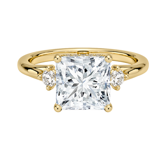 1 TO 5 CT Floating Three Stone Princess Cut Lab Grown Diamond Engagement Ring in 10K/14K/18K Gold | Pooja Diamond | IGI Certified Lab Diamond
