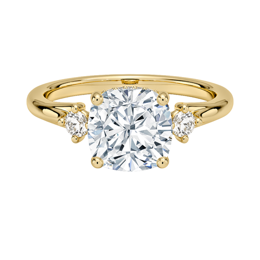 1 TO 5 CT Floating Three Stone Cushion Cut Lab Grown Diamond Engagement Ring in 10K/14K/18K Gold | Pooja Diamond | IGI Certified Lab Diamond