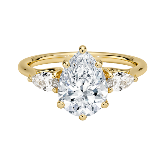 1 TO 5 Ct Petite Trellis Three Stone Pear Cut Lab-Grown Diamond Ring in 10K/14K/18K Gold | Pooja Diamond | IGI Certified Lab Diamond