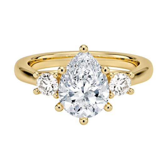 1 TO 5 Ct Petite Trellis Three Stone Pear Cut Lab-Grown Diamond Ring in 10K/14K/18K Gold | Pooja Diamond | IGI Certified Lab Diamond