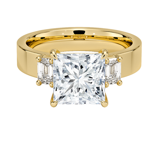 1 To 5 Ct Peyton Princess Cut Lab Grown Diamond Three Stone Engagement Ring in 10K / 14K / 18K Gold | Pooja Diamond | IGI Certified Lab Diamond