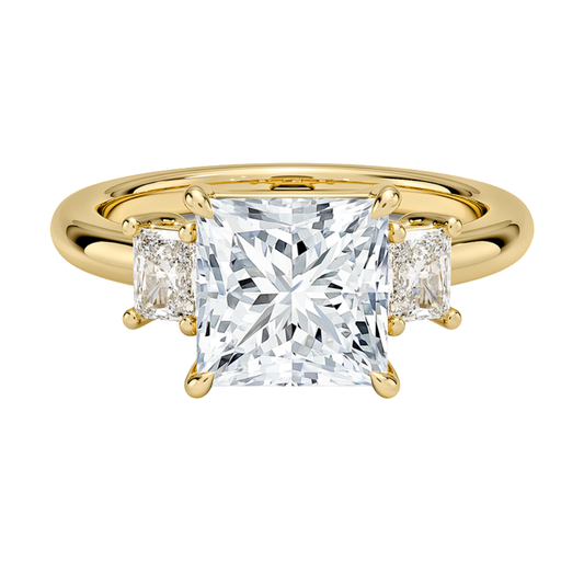 1 TO 5 Ct Helena Princess Cut Three Stone Lab Grown Diamond Engagement Ring in 10K / 14K / 18K Gold | Elegant Three Stone Diamond Ring | Pooja Diamond | IGI Certified Lab Diamond