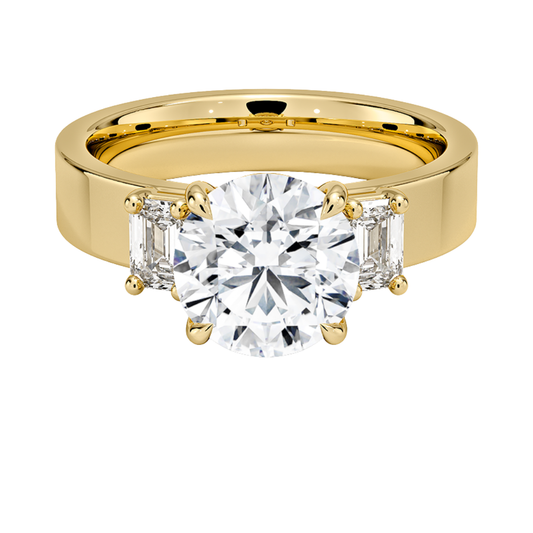 1 To 5 Ct Peyton Round Cut Lab Grown Diamond Three Stone Engagement Ring in 10K / 14K / 18K Gold | Pooja Diamond | IGI Certified Lab Diamond