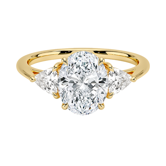 1 TO 5 CT Luxe Oval & Trillion Three Stone Lab-Grown Diamond Ring in 10K/14K/18K Gold | Pooja Diamond | IGI Certified Lab Diamond