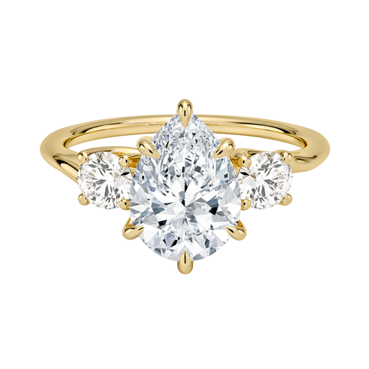 1 TO 5 CT Luxe Delilah Three Stone Pear Cut Lab Grown Diamond Engagement Ring in 10K / 14K / 18K Gold | Pooja Diamond | IGI Certified Lab Diamond