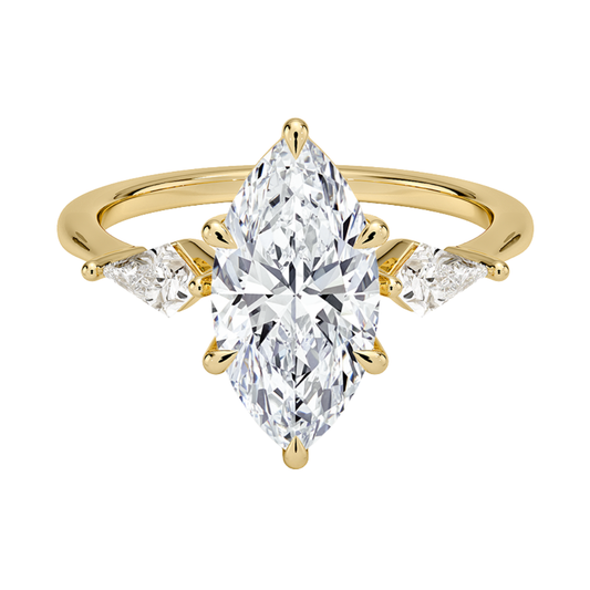 1 TO 5 Ct Luxe Cometa Three Stone Marquise Cut Lab Grown Diamond Engagement Ring in 10K / 14K / 18K Gold | Pooja Diamond | IGI Certified Lab Diamond