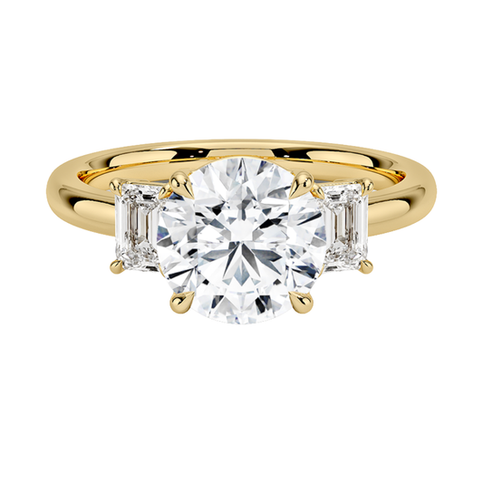 1 TO 5 Ct Rhiannon Round Cut Three Stone Lab-Grown Diamond Ring in 10K/14K/18K Gold | Pooja Diamond | IGI Certified Lab Diamond