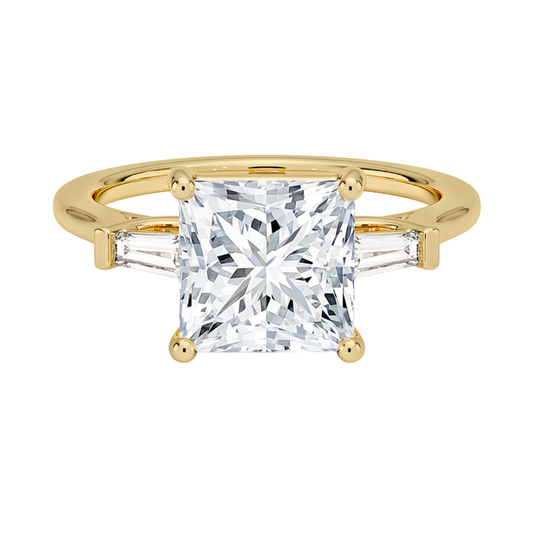 1 TO 5 Ct Perfect Fit Princess & Tapered Baguette Lab-Grown Diamond Ring in 10K/14K/18K Gold | Pooja Diamond | IGI Certified Lab Diamond
