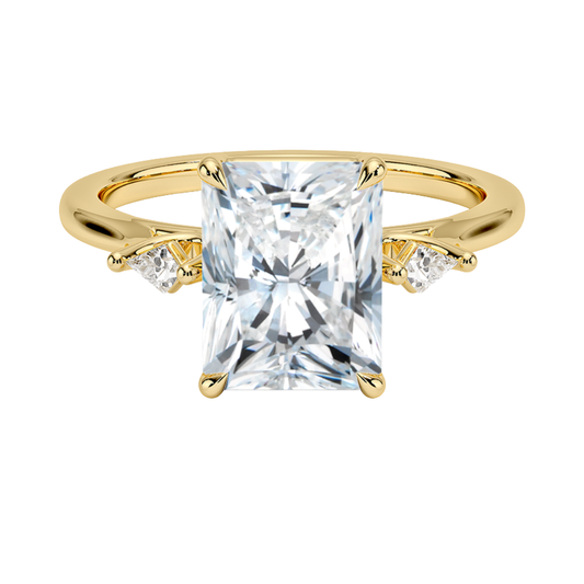 1 To 5 Ct Petite Cometa Perfect Fit Three Stone Radiant Cut Lab-Grown Diamond Ring with Kite Side Stones in 10K/14K/18K Gold | Pooja Diamond | IGI Certified Lab Diamond