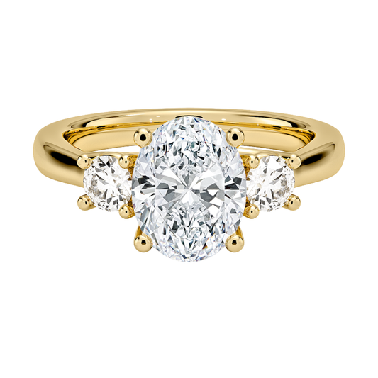 1 TO 5 Ct Petite Trellis Three Stone Oval Cut Lab-Grown Diamond Ring in 10K/14K/18K Gold | Pooja Diamond | IGI Certified Lab Diamond