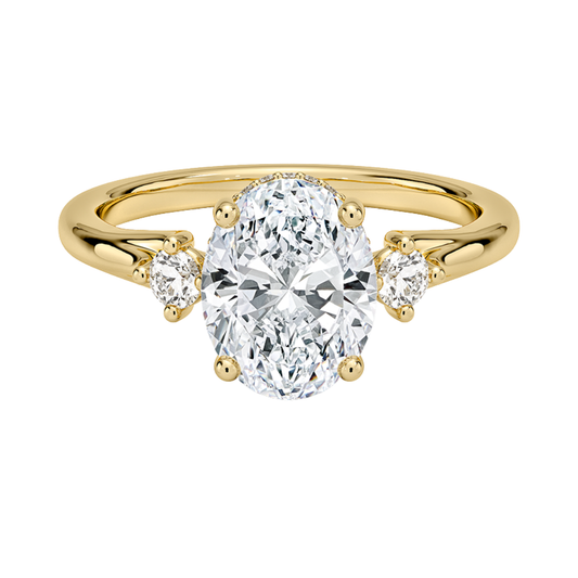 1 TO 5 CT Floating Three Stone Oval Cut Lab Grown Diamond Engagement Ring in 10K/14K/18K Gold | Pooja Diamond | IGI Certified Lab Diamond