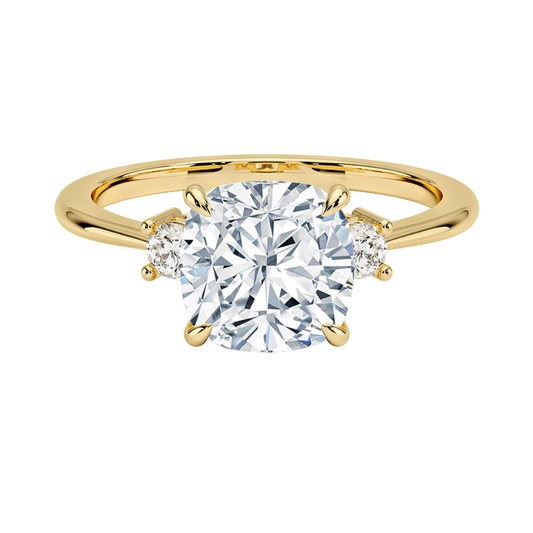 1 TO 5 CT Petite Selene Cushion Cut Three Stone Lab-Grown Diamond Ring in 10K/14K/18K Gold | Pooja Diamond | IGI Certified Lab Diamond
