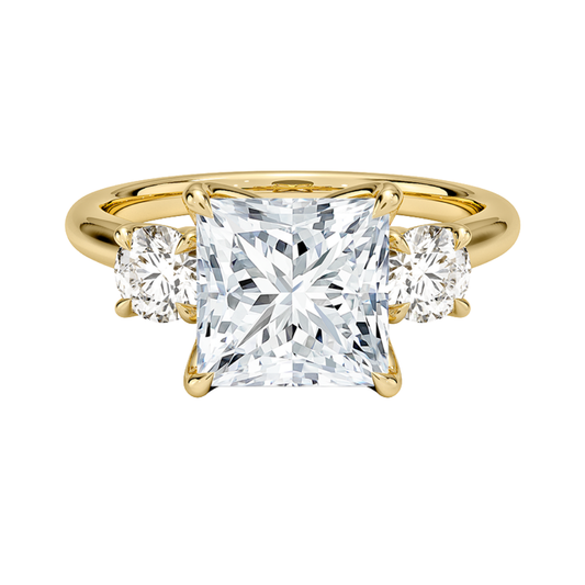 1 TO 5 CT Elodie Princess Cut Lab Grown Diamond Three Stone Engagement Ring in 10K / 14K / 18K Gold | Pooja Diamond | IGI Certified Lab Diamond