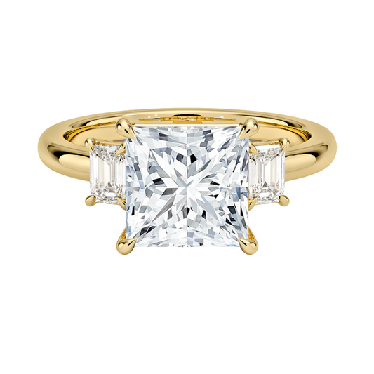1 To 5 Ct Petite Rhiannon Princess Cut Three Stone Lab-Grown Diamond Ring in 10K/14K/18K Gold | Pooja Diamond | IGI Certified Lab Diamond