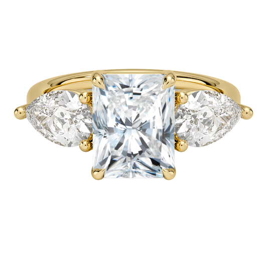 1 To 5 Ct Luxe Opera Three Stone Radiant Cut Lab Grown Diamond Engagement Ring in 10K/14K/18K Gold | PoojaDiamond | IGI Certified Lab Diamond