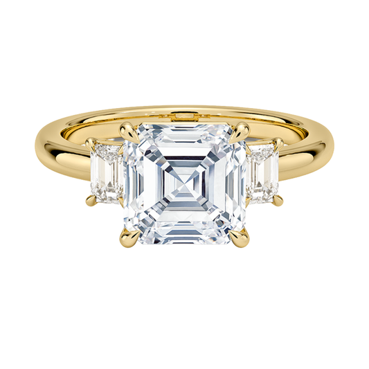1 To 5 Ct Petite Rhiannon Asscher Cut Three Stone Lab-Grown Diamond Ring in 10K/14K/18K Gold | Pooja Diamond | IGI Certified Lab Diamond