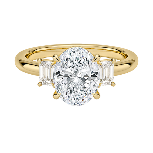 1 To 5 Ct Petite Rhiannon Oval Cut Three Stone Lab-Grown Diamond Ring in 10K/14K/18K Gold | Pooja Diamond | IGI Certified Lab Diamond