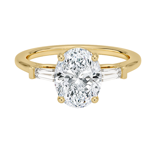 1 TO 5 Ct Perfect Fit Oval & Tapered Baguette Lab-Grown Diamond Ring in 10K/14K/18K Gold | Pooja Diamond | IGI Certified Lab Diamond